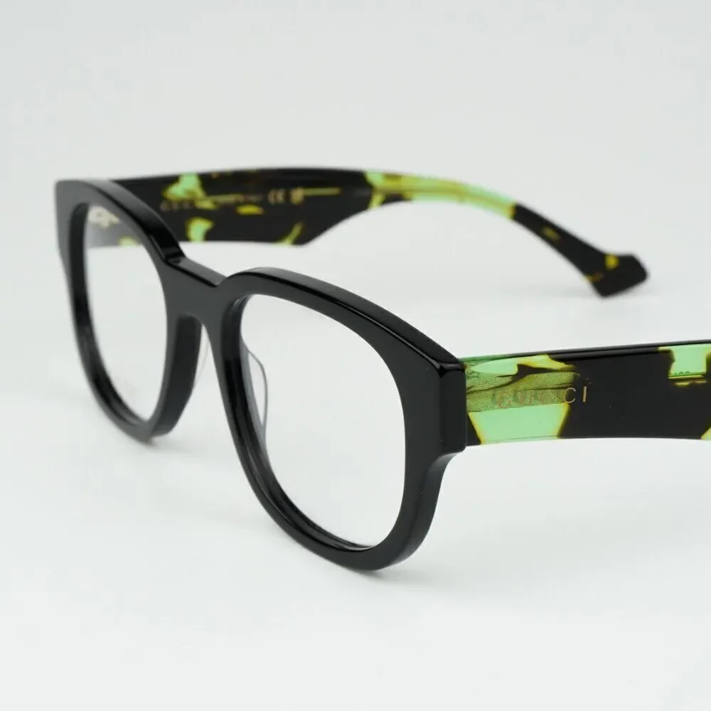 NEW Gucci GG1429O 003 Black Green Havana Square Men Eyeglasses GG 1429O